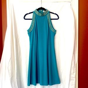 Michael Kors halter style teal green dress, size 6